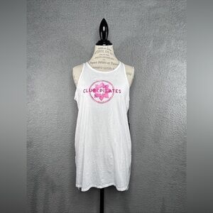 Wear It To Heart Erin Side Slit White Tank Top  “Club Pilates” Women’s Sz XL NWT